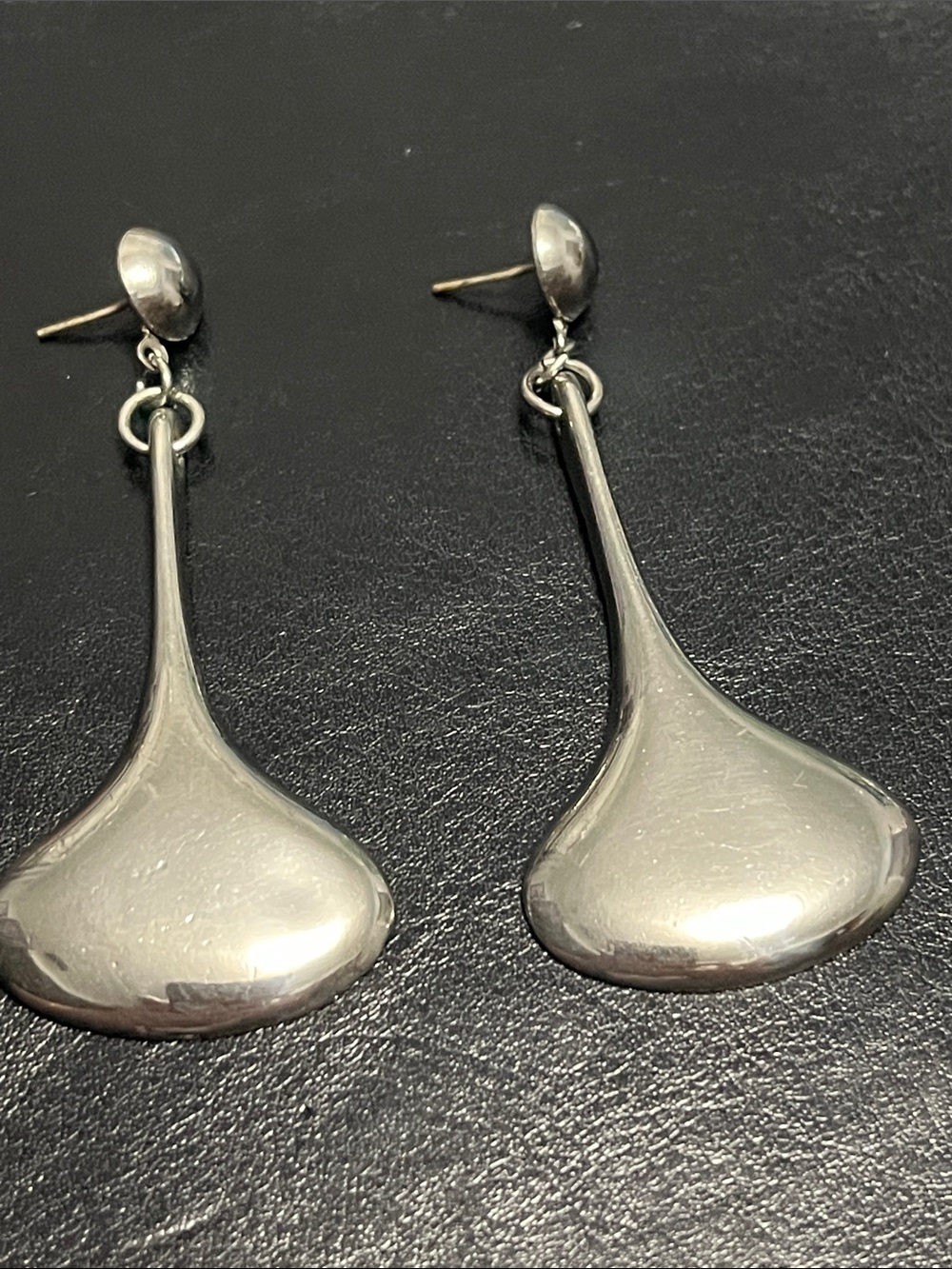 Polished Silver Teardrop Dangle Earrings